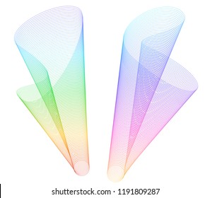 Wave of the many colored lines. Abstract wavy stripes on a white background isolated. Creative line art. Vector illustration EPS 10. Design elements created using the Blend Tool. Curved smooth tape