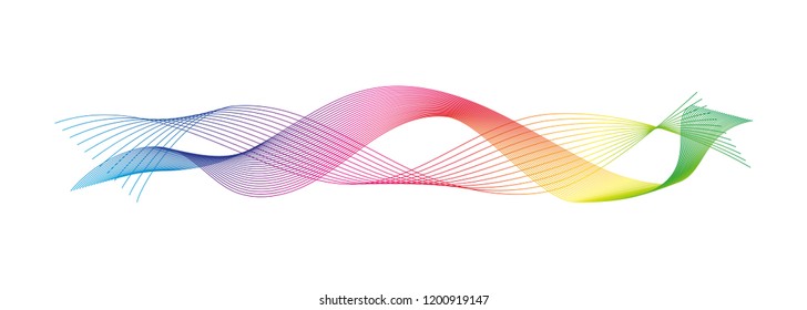 Wave of the many colored lines. Abstract wavy stripes on a white background isolated. Creative line art. Design elements created using the Blend Tool. 