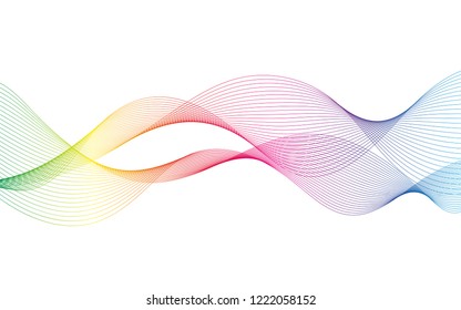 Wave of the many colored lines. Abstract wavy stripes on a white background isolated. Creative line art. Design elements created using the Blend Tool.