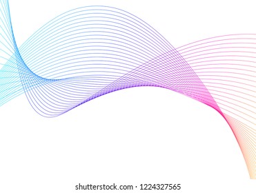 Wave of the many colored lines. Abstract wavy stripes on a white background isolated. Creative line art. Vector illustration EPS 10.