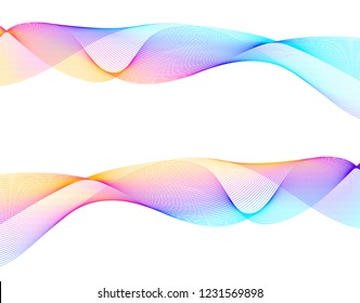 Wave of the many colored lines. Abstract wavy stripes on a white background isolated. Creative line art. Vector illustration EPS 10. Design elements created using the Blend Tool. Curved smooth tape