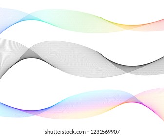 Wave of the many colored lines. Abstract wavy stripes on a white background isolated. Creative line art. Vector illustration EPS 10. Design elements created using the Blend Tool. Curved smooth tape