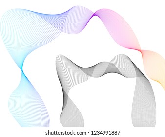 Wave of the many colored lines. Abstract wavy stripes on a white background isolated. Creative line art. Vector illustration EPS 10. Design elements created using the Blend Tool. Curved smooth tape