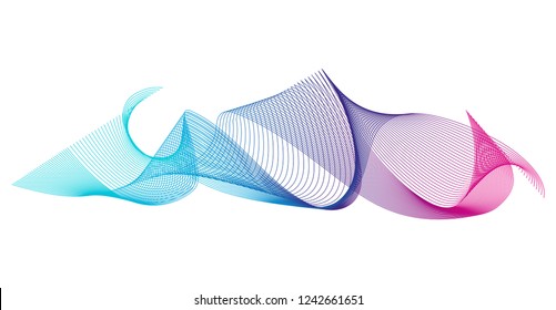 Wave of the many colored lines. Abstract wavy stripes on a white background isolated. Creative line art. 