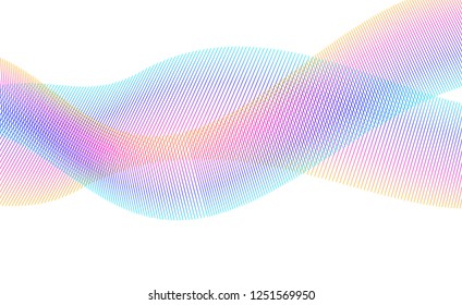 Wave of the many colored lines. Abstract wavy stripes on a white background isolated. Creative line art. Vector illustration EPS 10. Design elements created using the Blend Tool. Curved smooth tape