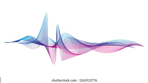 Wave of the many colored lines. Abstract wavy stripes on a white background isolated. Creative line art. Design elements created using the Blend Tool. 
