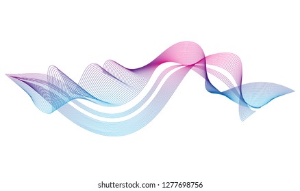 Wave of the many colored lines. Abstract wavy stripes on a white background isolated. Creative line art. Design elements created using the Blend Tool. 