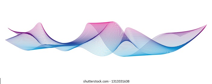 Wave of the many colored lines. Abstract wavy stripes on a white background isolated. Creative line art. Design elements created using the Blend Tool. 