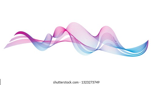Wave of the many colored lines. Abstract wavy stripes on a white background isolated. Creative line art. Design elements created using the Blend Tool