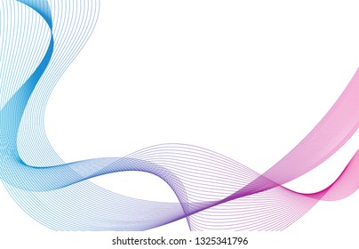 Wave of the many colored lines. Abstract wavy stripes on a white background isolated. Creative line art. Design elements created using the Blend Tool