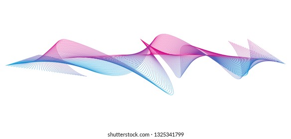 Wave of the many colored lines. Abstract wavy stripes on a white background isolated. Creative line art. Design elements created using the Blend Tool