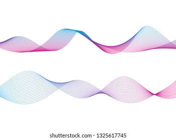 Wave of the many colored lines. Abstract wavy stripes on a white background isolated. Creative line art. Design elements created using the Blend Tool
