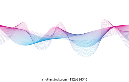 Wave of the many colored lines. Abstract wavy stripes on a white background isolated. Creative line art. Design elements created using the Blend Tool