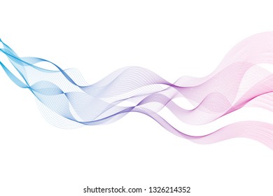 Wave of the many colored lines. Abstract wavy stripes on a white background isolated. Creative line art. Design elements created using the Blend Tool