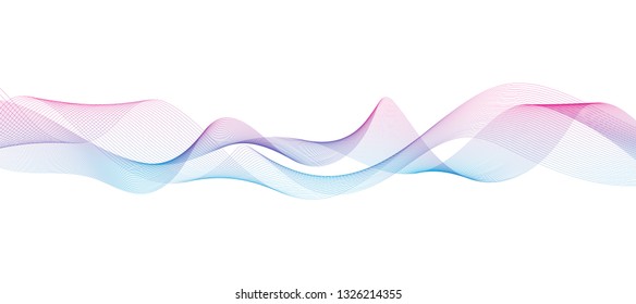 Wave of the many colored lines. Abstract wavy stripes on a white background isolated. Creative line art. Design elements created using the Blend Tool