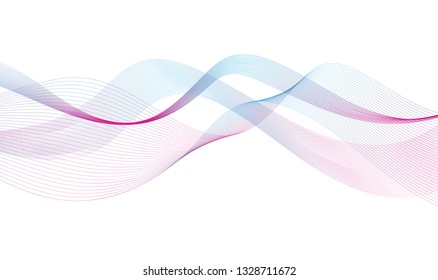 Wave of the many colored lines. Abstract wavy stripes on a white background isolated. Creative line art. Design elements created using the Blend Tool