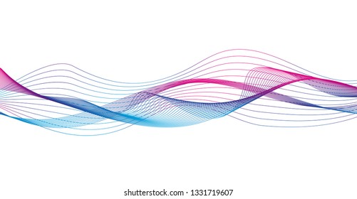 Wave of the many colored lines. Abstract wavy stripes on a white background isolated. Creative line art. Design elements created using the Blend Tool