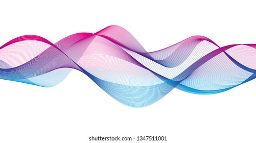 Wave of the many colored lines. Abstract wavy stripes on a white background isolated. Creative line art.