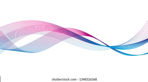 Wave of the many colored lines. Abstract wavy stripes on a white background isolated. Creative line art. Design elements created using the Blend Tool