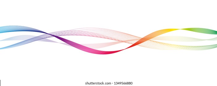 Wave of the many colored lines. Abstract wavy stripes on a white background isolated. Creative line art. Design elements created using the Blend Tool. 