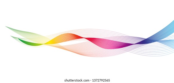 Wave of the many colored lines. Abstract wavy stripes on a white background isolated. Creative line art. Design elements created using the Blend Tool. 
