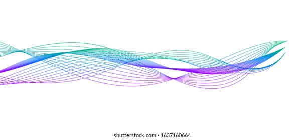 Wave of the many colored lines. Abstract wavy stripes on a white background isolated. Creative line art.