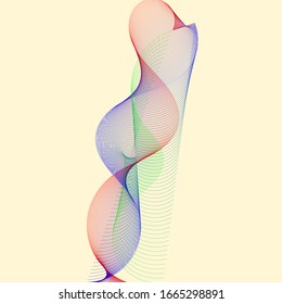 Wave of the many colored lines. Abstract wavy stripes on a white background isolated. Creative line art. Design elements created using the Blend Tool. Curved smooth tape - Background.