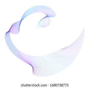 Wave of the many colored lines. Abstract wavy stripes on a white background isolated. Creative line art. Vector illustration EPS 10. Design elements created using the Blend Tool. Curved smooth tape