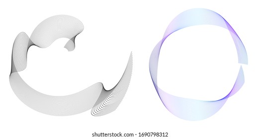 Wave of the many colored lines. Abstract wavy stripes on a white background isolated. Creative line art. Vector illustration EPS 10. Design elements created using the Blend Tool. Curved smooth tape