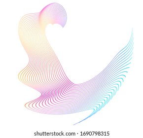 Wave of the many colored lines. Abstract wavy stripes on a white background isolated. Creative line art. Vector illustration EPS 10. Design elements created using the Blend Tool. Curved smooth tape