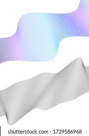 Ola de las muchas líneas de colores. Resumen de rayas onduladas sobre un fondo blanco aislado. Arte de línea creativa. Ilustración vectorial EPS 10. Elementos de diseño creados con la herramienta Mezcla. Cinta suave curvada