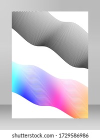 Ola de las muchas líneas de colores. Resumen de rayas onduladas sobre un fondo blanco aislado. Arte de línea creativa. Ilustración vectorial EPS 10. Elementos de diseño creados con la herramienta Mezcla. Cinta suave curvada