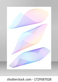 Wave of the many colored lines. Abstract wavy stripes on a white background isolated. Creative line art. Vector illustration EPS 10. Design elements created using the Blend Tool. Curved smooth tape