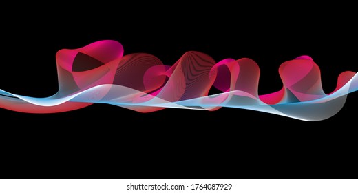 Wave of the many colored lines. Abstract wavy stripes on a white background isolated. Creative line art. Vector illustration EPS 10. Design elements created using the Blend Tool. Curved smooth tape