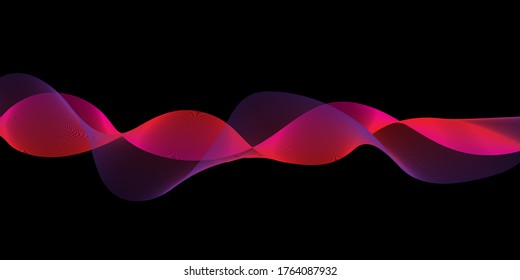 Wave of the many colored lines. Abstract wavy stripes on a white background isolated. Creative line art. Vector illustration EPS 10. Design elements created using the Blend Tool. Curved smooth tape