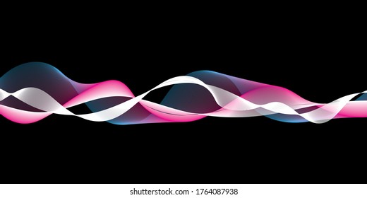 Wave of the many colored lines. Abstract wavy stripes on a white background isolated. Creative line art. Vector illustration EPS 10. Design elements created using the Blend Tool. Curved smooth tape