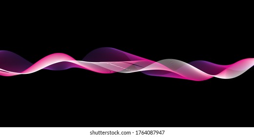 Wave of the many colored lines. Abstract wavy stripes on a white background isolated. Creative line art. Vector illustration EPS 10. Design elements created using the Blend Tool. Curved smooth tape