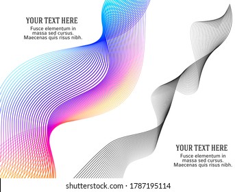 Wave of the many colored lines. Abstract wavy stripes on a white background isolated. Creative line art. Vector illustration EPS 10. Design elements created using the Blend Tool. Curved smooth tape