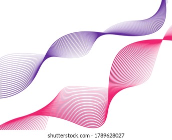Wave of the many colored lines. Abstract wavy stripes on a white background isolated. Creative line art. Vector illustration EPS 10. Design elements created using the Blend Tool. Curved smooth tape