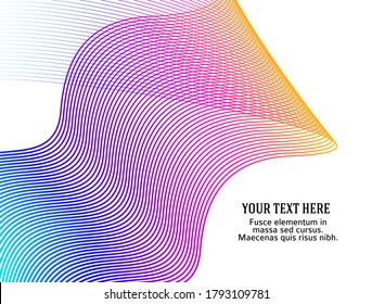 Wave of the many colored lines. Abstract wavy stripes on a white background isolated. Creative line art. Vector illustration EPS 10. Design elements created using the Blend Tool. Curved smooth tape