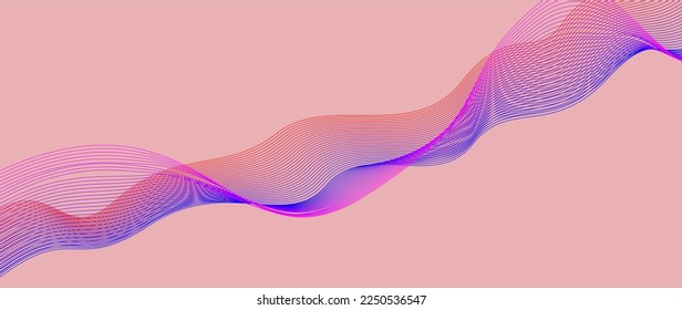 Wave of the many colored lines. Abstract wavy stripes on a white background isolated. Creative line art. Vector illustration EPS 10. Design elements created using the Blend Tool. Curved smooth tape