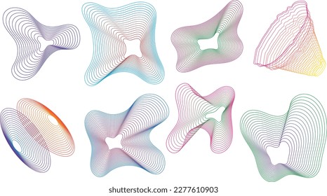 Wave of many colored lines. Abstract wavy lines on an isolated white background. Creative line art. Vector illustration