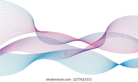 Wave of many colored lines. Abstract wavy lines on an isolated white background. Creative line art. Vector illustration