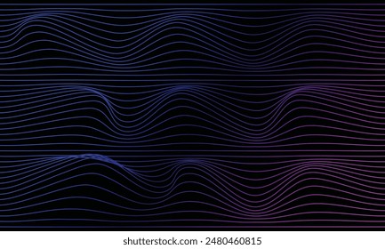 Wave of the many colored lines. Abstract wavy stripes on a white background isolated. Creative line art.