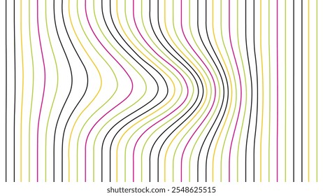 Onda de muitas linhas coloridas. Listras onduladas abstratas sobre fundo branco isoladas