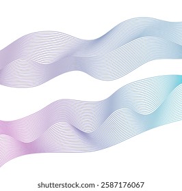 Wave of the many colored lines. Abstract wavy stripes on a white background isolated. Creative line art. Vector illustration EPS 10. Design elements created using the Blend Tool. Curved smooth tape