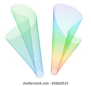 Wave of the many colored lines. Abstract wavy stripes on a white background isolated. Creative line art. Vector illustration EPS 10. Design elements created using the Blend Tool. Curved smooth tape