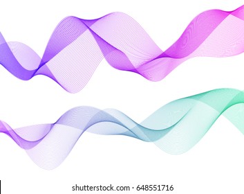 Wave of the many colored lines. Abstract wavy stripes on a white background isolated. Creative line art. Vector illustration EPS 10. Design elements created using the Blend Tool. Curved smooth tape