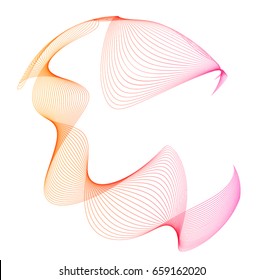 Wave of the many colored lines. Abstract wavy stripes on a white background isolated. Creative line art. Vector illustration EPS 10. Design elements created using the Blend Tool. Curved smooth tape