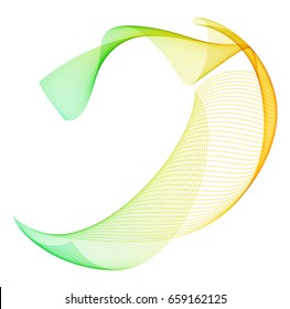 Wave of the many colored lines. Abstract wavy stripes on a white background isolated. Creative line art. Vector illustration EPS 10. Design elements created using the Blend Tool. Curved smooth tape
